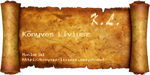 Könyves Líviusz névjegykártya
